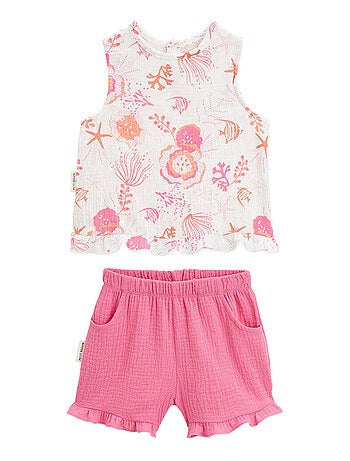Ensemble enfant t-shirt et short en gaze de coton Bahamas