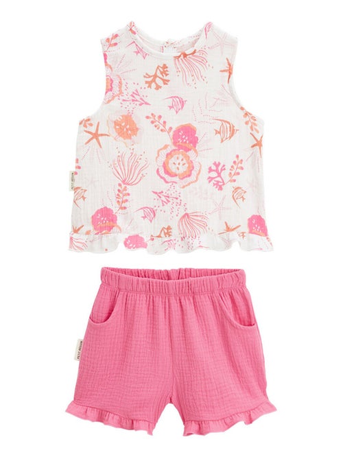 Ensemble enfant t-shirt et short en gaze de coton Bahamas - Kiabi