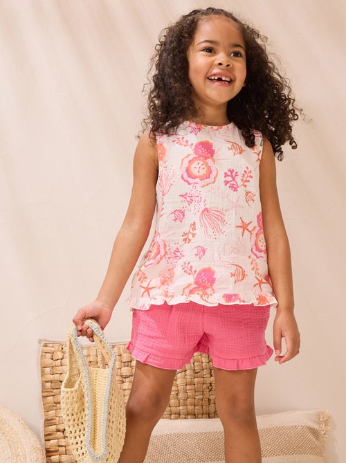 Ensemble enfant t-shirt et short en gaze de coton Bahamas - Kiabi