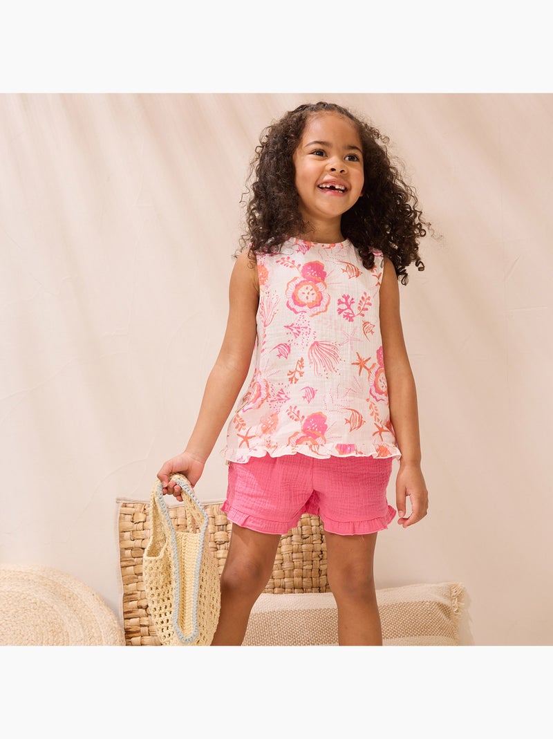 Ensemble enfant t-shirt et short en gaze de coton Bahamas Rose - Kiabi