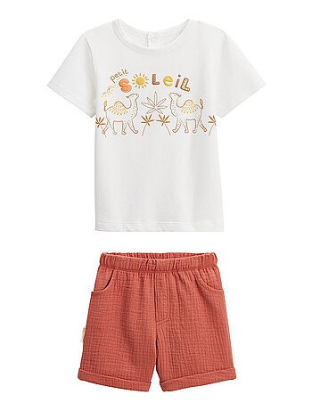 Ensemble enfant t-shirt et short en gaze de coton Liwa