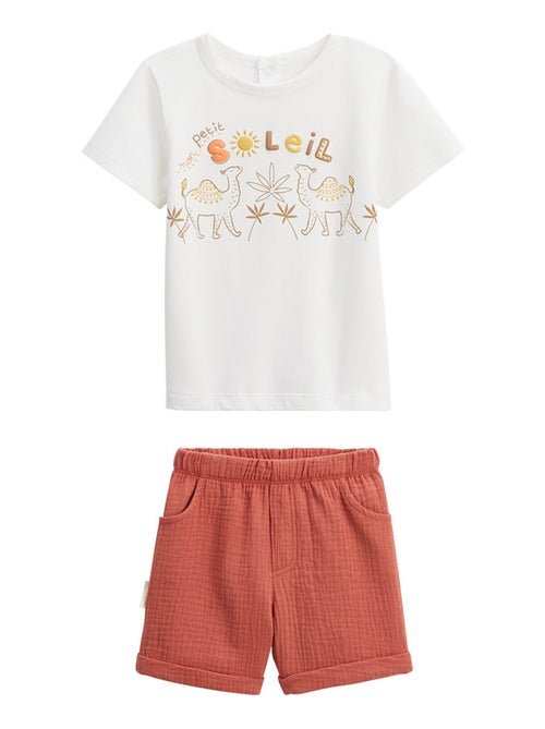 Ensemble enfant t-shirt et short en gaze de coton Liwa - Kiabi