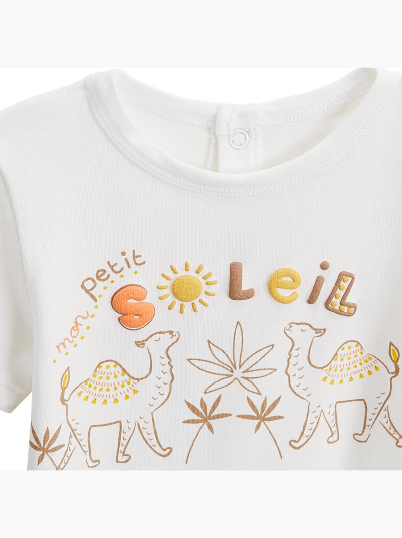 Ensemble enfant t-shirt et short en gaze de coton Liwa Ecru - Kiabi