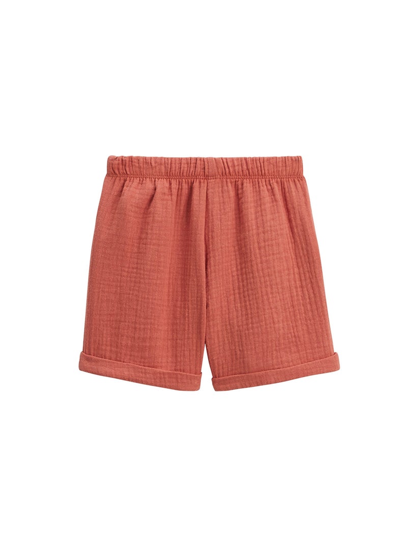Ensemble enfant t-shirt et short en gaze de coton Liwa Ecru - Kiabi