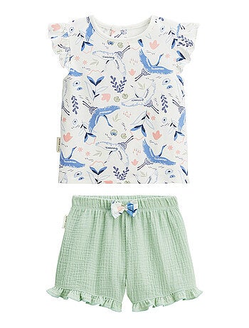 Ensemble enfant t-shirt et short en gaze de coton Tiana
