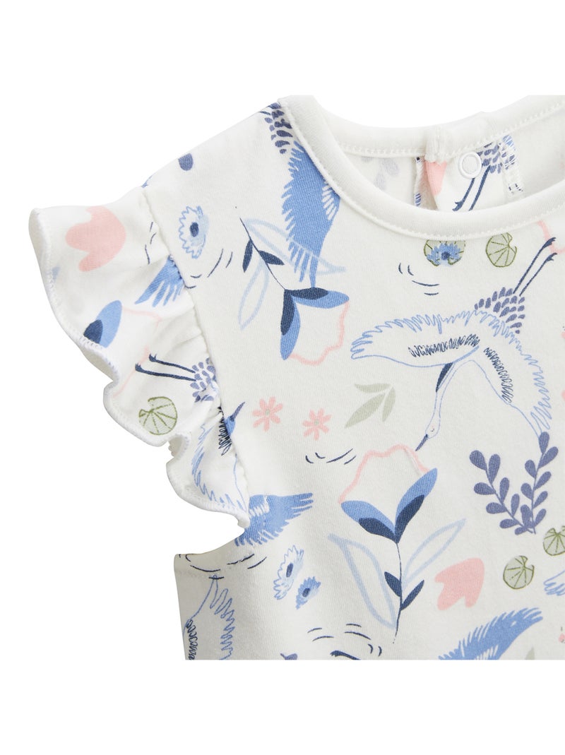 Ensemble enfant t-shirt et short en gaze de coton Tiana Ecru - Kiabi