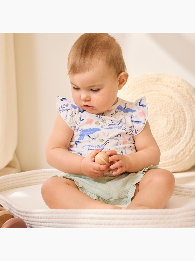 Ensemble enfant t-shirt et short en gaze de coton Tiana Ecru - Kiabi