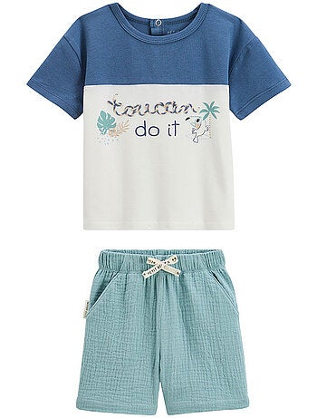 Ensemble enfant t-shirt et short en gaze de coton Toucana