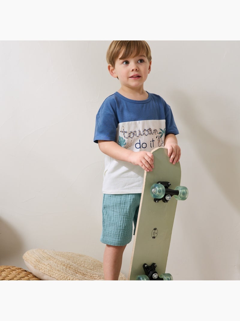 Ensemble enfant t-shirt et short en gaze de coton Toucana Bleu - Kiabi