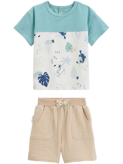 Ensemble enfant t-shirt et short en gaze de coton Toucana - Kiabi
