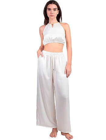 Ensemble estival satin top et pantalon Satinee Beach