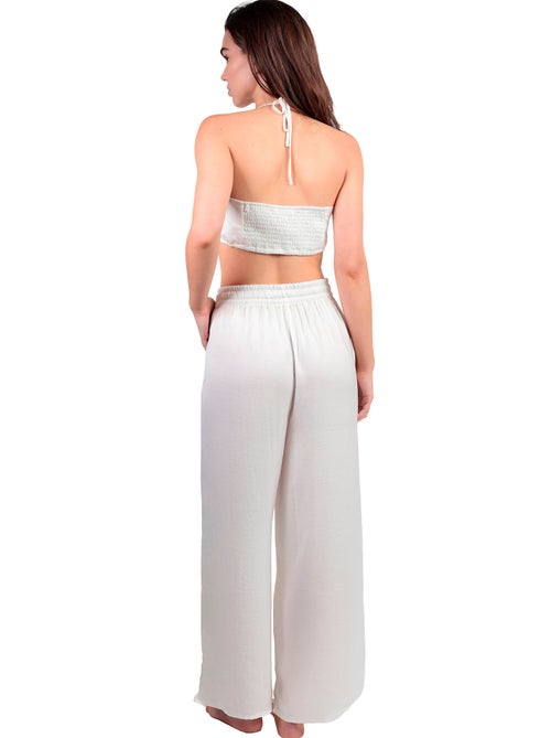 Ensemble estival satin top et pantalon Satinee Beach - Kiabi
