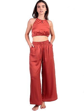 Ensemble estival satin top et pantalon Satinee Beach
