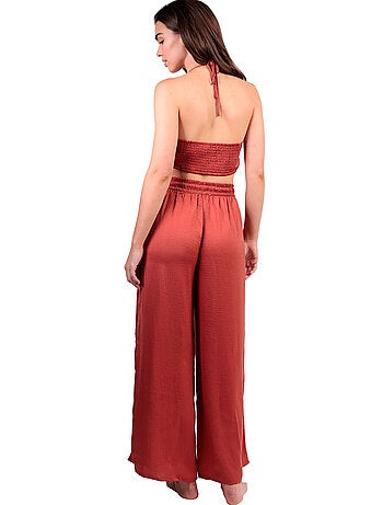 Ensemble estival satin top et pantalon Satinee Beach