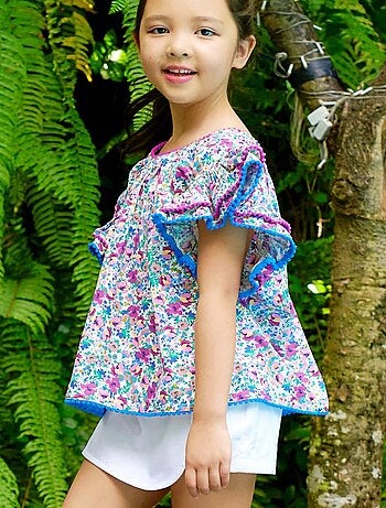 Ensemble Été Blouse Fleurie & Jupe Short - La Faute à Voltaire