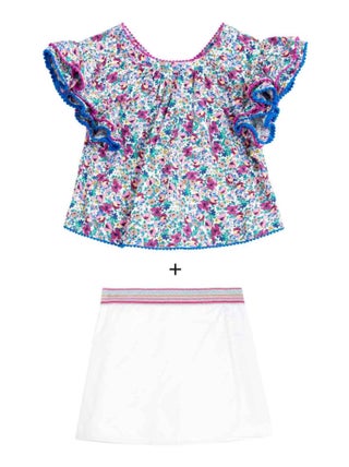 Ensemble Été   Blouse Fleurie  & Jupe Short  - La Faute à Voltaire