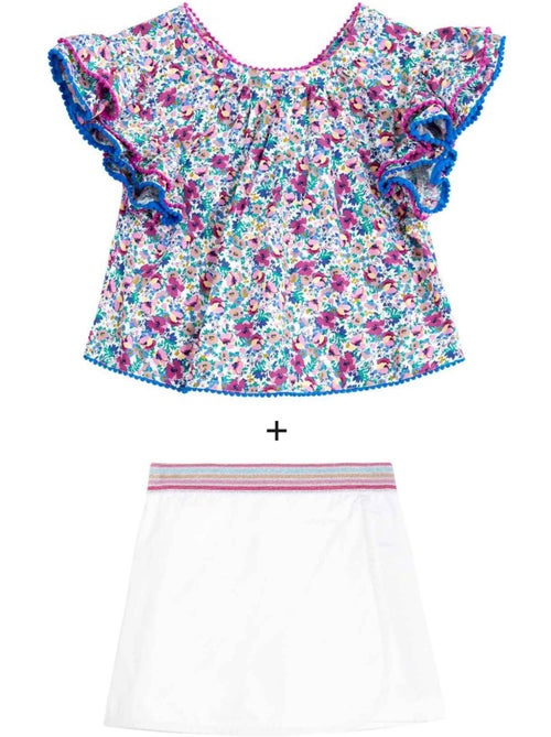 Ensemble Été   Blouse Fleurie  & Jupe Short  - La Faute à Voltaire - Kiabi