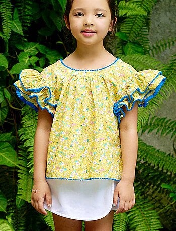 Ensemble Été Blouse Fleurie & Jupe Short White - La Faute à Voltaire