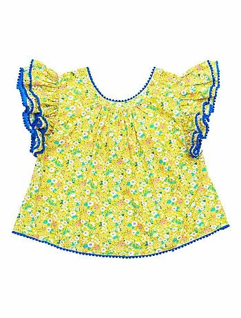 Ensemble Été Blouse Fleurie & Jupe Short White - La Faute à Voltaire