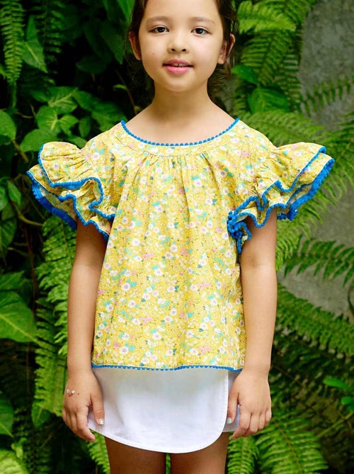 Ensemble Été   Blouse  Fleurie & Jupe Short White - La Faute à Voltaire - Kiabi