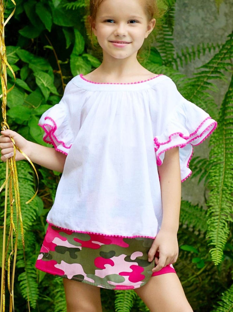 Ensemble Été   Blouse   & Jupe Short  et  - La Faute à Voltaire Blanc Rose - Kiabi