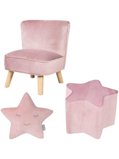 Ensemble fauteuil + pouf + coussin décoratif forme étoile 'Roba lil sofa' - Kiabi