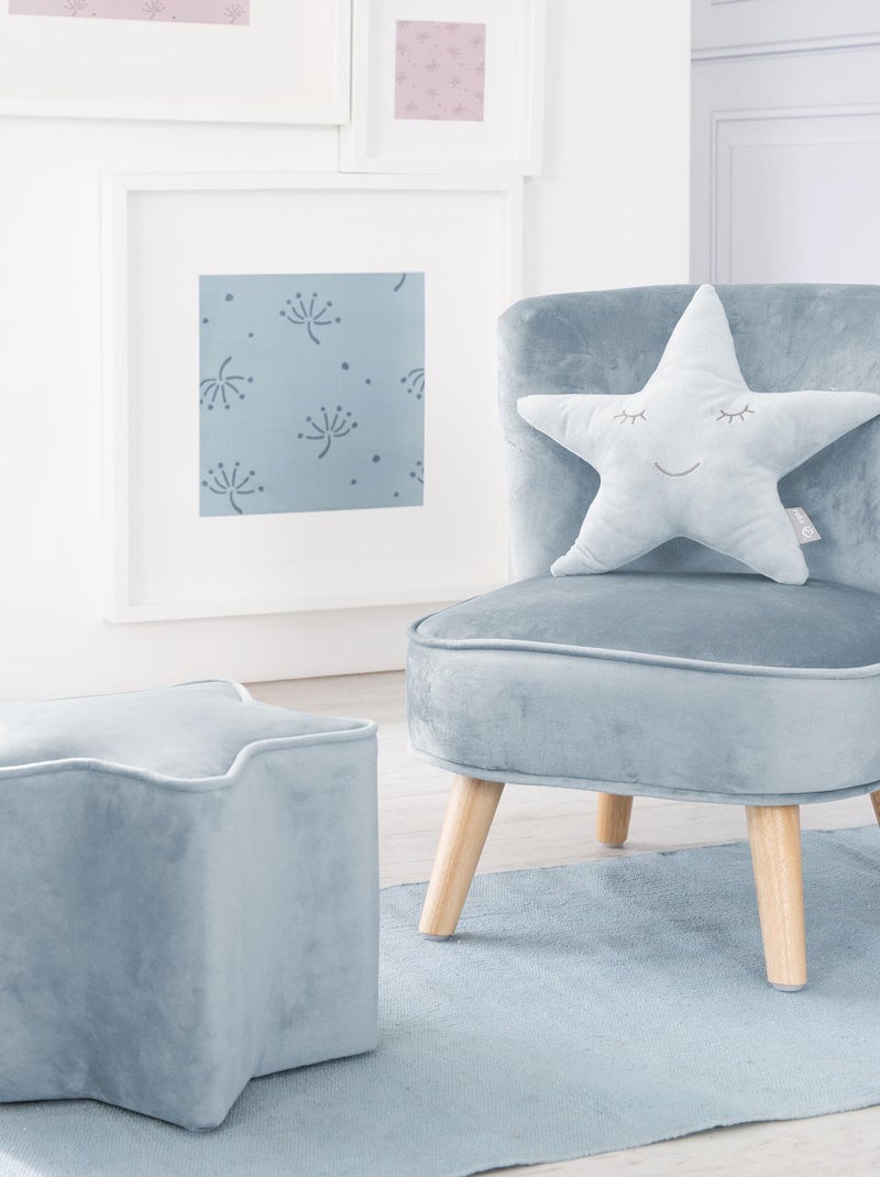 Ensemble fauteuil + pouf + coussin étoile 'Lil Sofa' ROBA Bleu clair - Kiabi