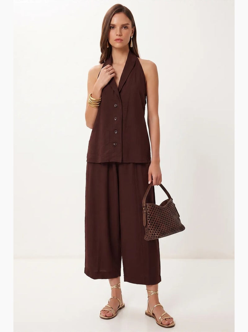 Ensemble femme deux pièces à col châle istanbul Marron - Kiabi