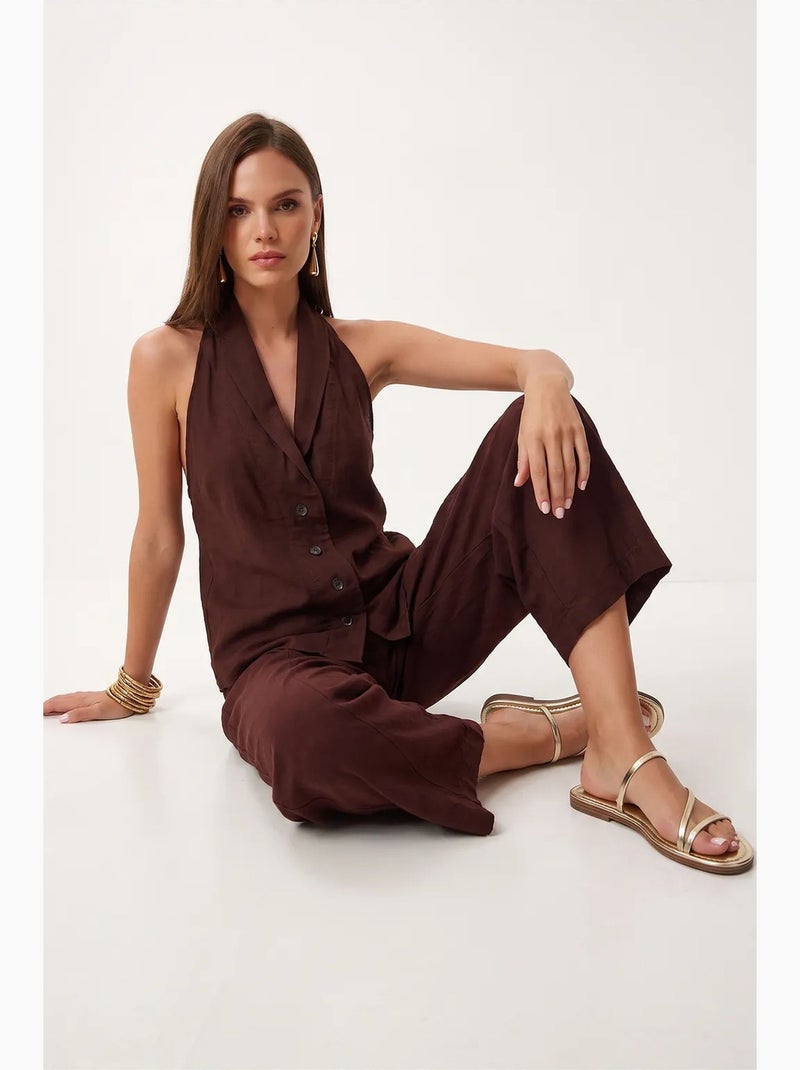 Ensemble femme deux pièces à col châle istanbul Marron - Kiabi