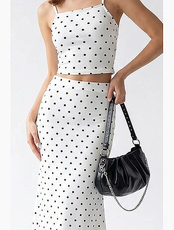 Ensemble femme deux pièces taille haute à pois mixray