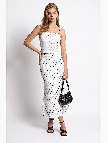 Ensemble femme deux pièces taille haute à pois mixray