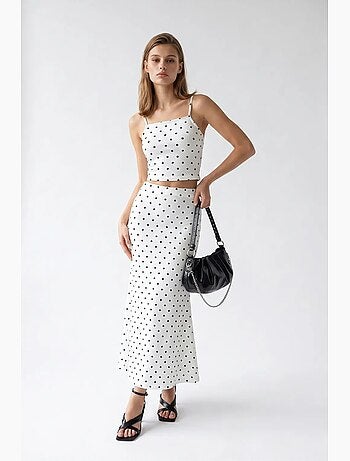 Ensemble femme deux pièces taille haute à pois mixray