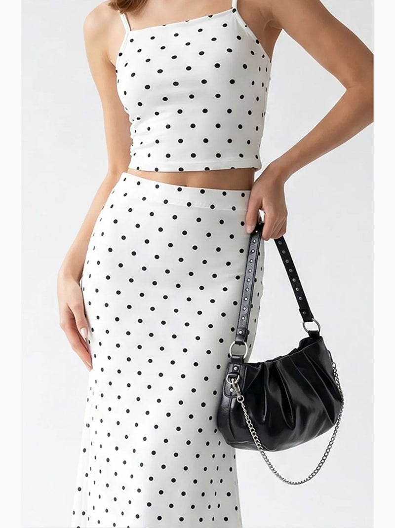 Ensemble femme deux pièces taille haute à pois mixray Blanc Noir - Kiabi