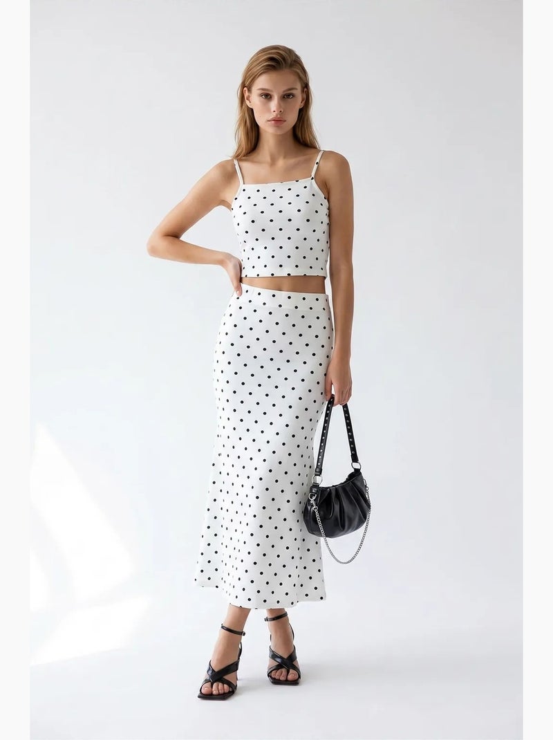 Ensemble femme deux pièces taille haute à pois mixray Blanc Noir - Kiabi