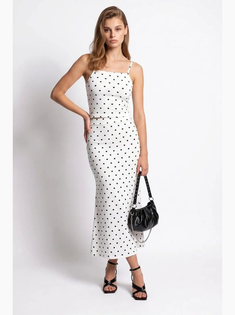 Ensemble femme deux pièces taille haute à pois mixray Blanc Noir - Kiabi