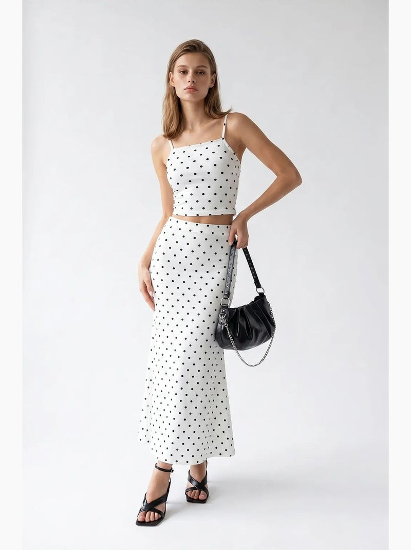 Ensemble femme deux pièces taille haute à pois mixray Blanc Noir - Kiabi