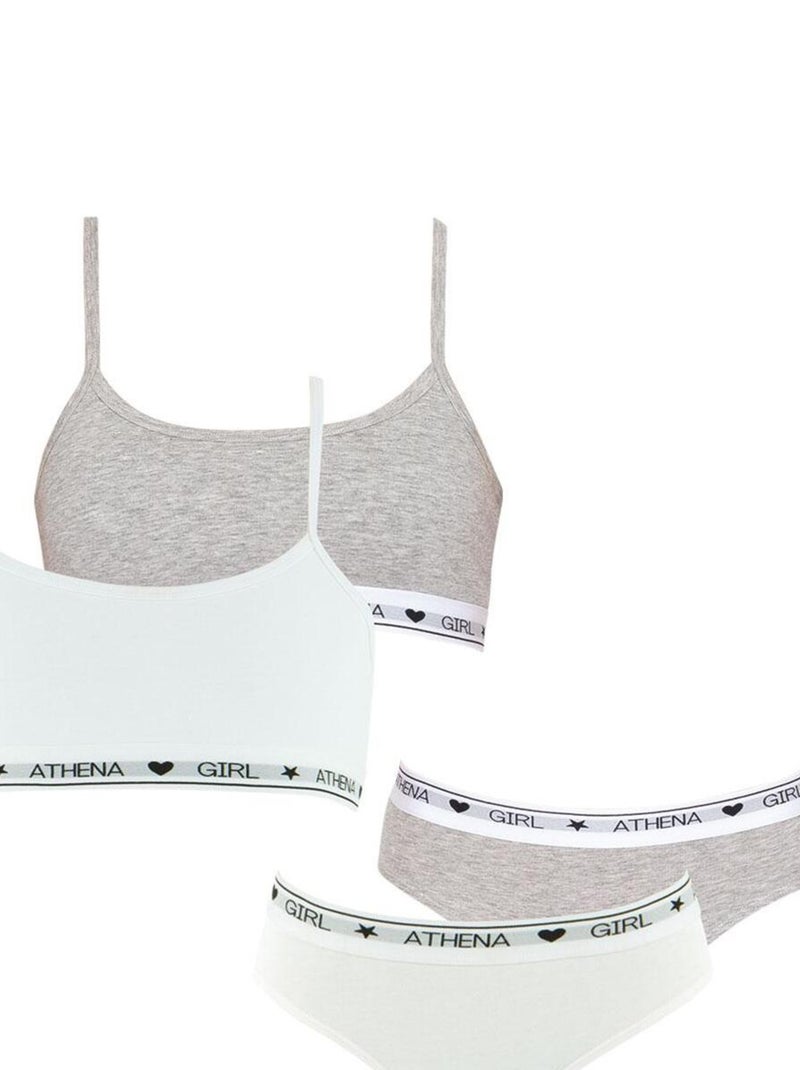 Ensemble fille brassière et slip en Coton Ultra Doux Gris - Kiabi