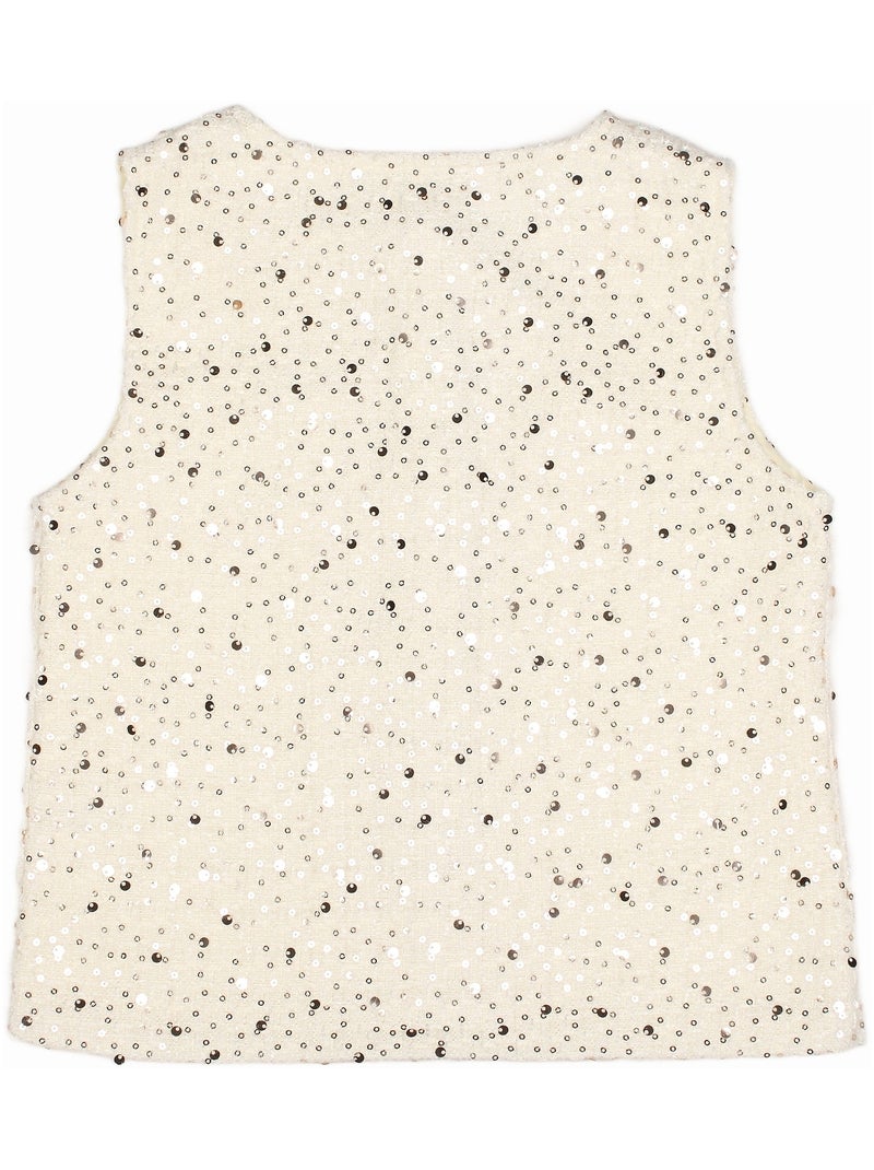 Ensemble fille chic ornée de paillettes Crème - Kiabi