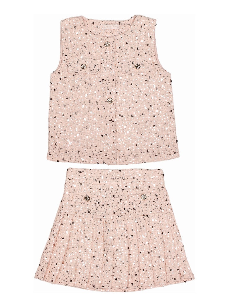 Ensemble fille chic ornée de paillettes Rose - Kiabi