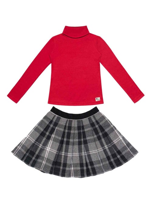 Ensemble Fille  Jupe Plissée Tartan  & Pull Col roulé  - La Faute à Voltaire - Kiabi