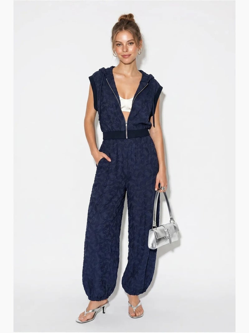 Ensemble gilet à capuche et pantalon large à motif lucci Bleu marine - Kiabi