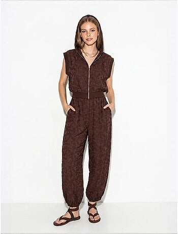 Ensemble gilet à capuche et pantalon large à motif lucci