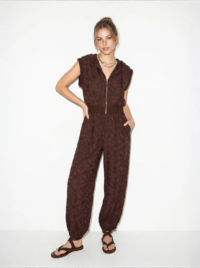 Ensemble gilet à capuche et pantalon large à motif lucci Marron foncé - Kiabi