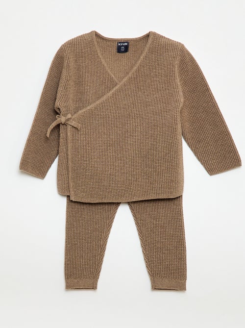 Ensemble gilet cache cœur + legging en maille - 2 pièces - Kiabi