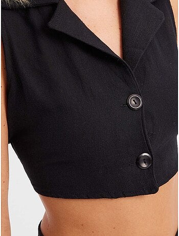 Ensemble gilet court à col en v et pantalon droit plissé hiccup