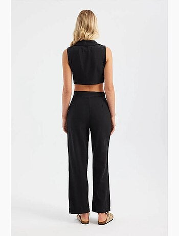 Ensemble gilet court à col en v et pantalon droit plissé hiccup