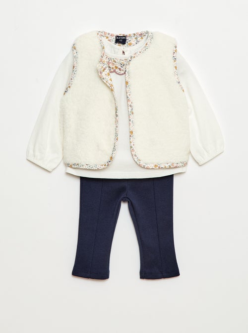 Ensemble gilet effet moutonné + t-shirt + legging - 3 pièces - Kiabi