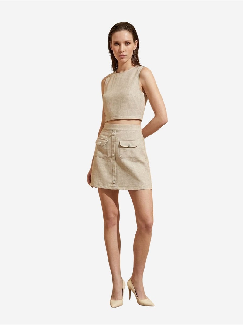 Ensemble gilet en coton et mini-jupe my fashion Beige argile - Kiabi