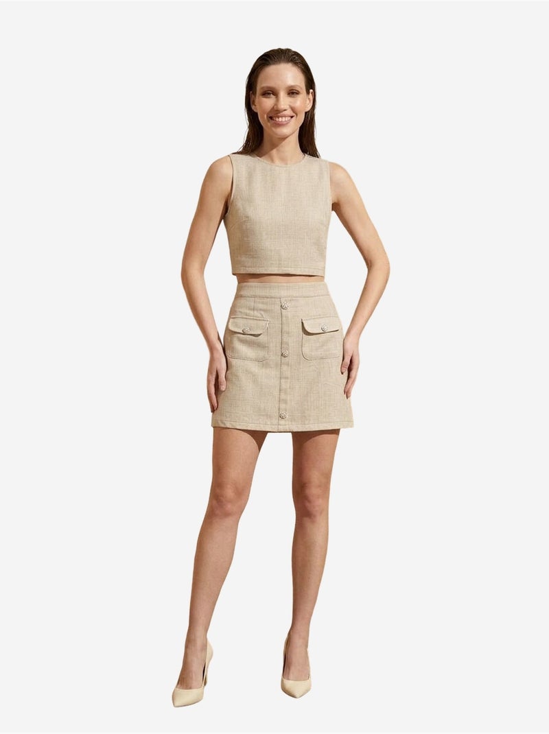 Ensemble gilet en coton et mini-jupe my fashion Beige argile - Kiabi