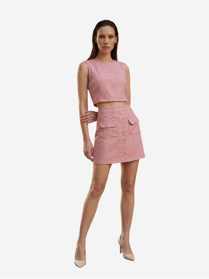 Ensemble gilet en coton et mini-jupe my fashion Vieux rose - Kiabi